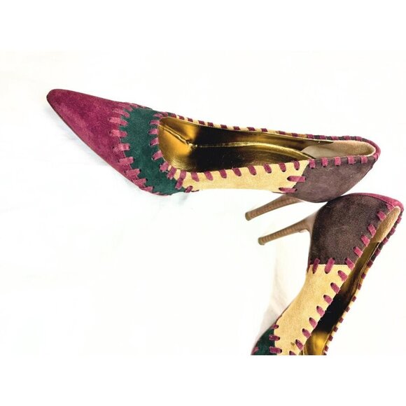 Dolce & Gabbana Multicolor Suede Patchwork Pointed-Toe Stiletto Heels- LT3264 - Picture 6 of 9
